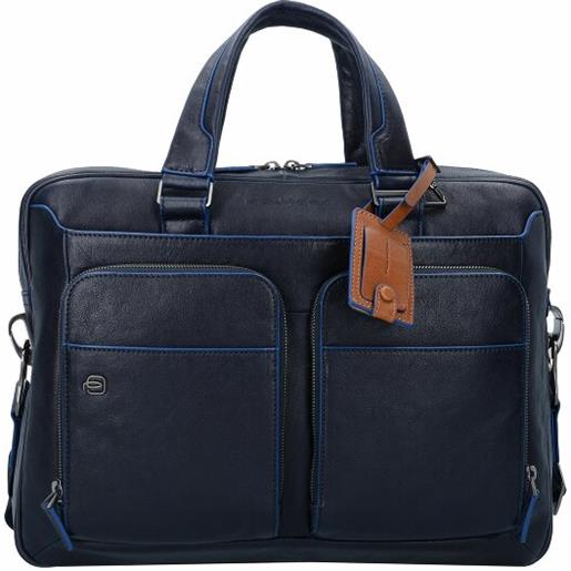 Piquadro blue square special briefcase pelle 39 cm laptop compartment blu