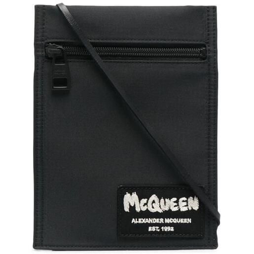 Alexander McQueen borsa a spalla con applicazione - nero