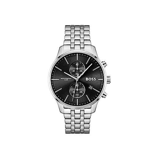 BOSS orologio con cronografo al quarzo da uomo collezione associate con cinturino in acciaio inossidabile, link, nero (black)