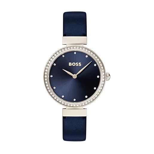 BOSS orologio analogico al quarzo da donna con cinturino in pelle blu - 1502477