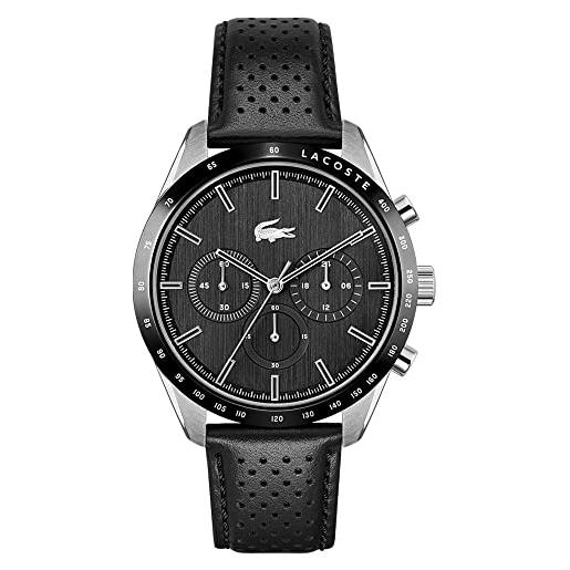 Lacoste orologio con cronografo al quarzo da uomo con cinturino in pelle nero - 2011109