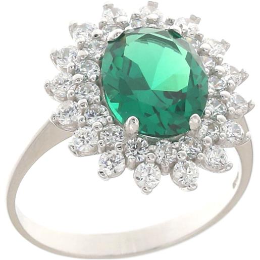 Gioielleria Lucchese Oro anello donna oro bianco pietra verde 803321732005