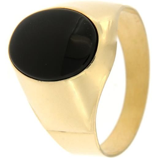 Gioielleria Lucchese Oro anello uomo in oro giallo con pietra nera 803321702177