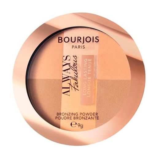 Bourjois, always fabulous long-lasting bronzing powder, terra abbronzante dal finish luminoso a lunga durata, 001 medium