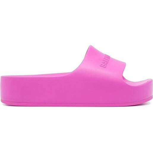Balenciaga slides con logo goffrato - rosa