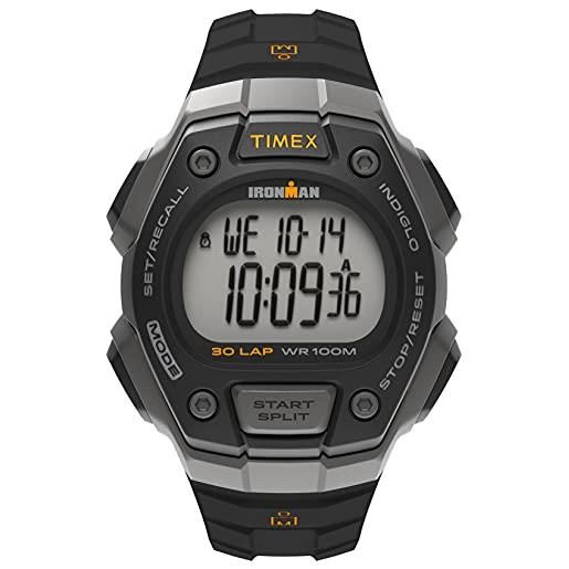 Timex t5k821 orologio da polso, quadrante digitale unisex, cinturino in resina, nero/grigio