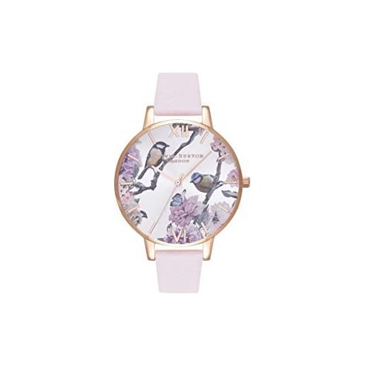 Olivia Burton orologio analogico al quarzo da donna con cinturino in pelle rosato - ob16pl35