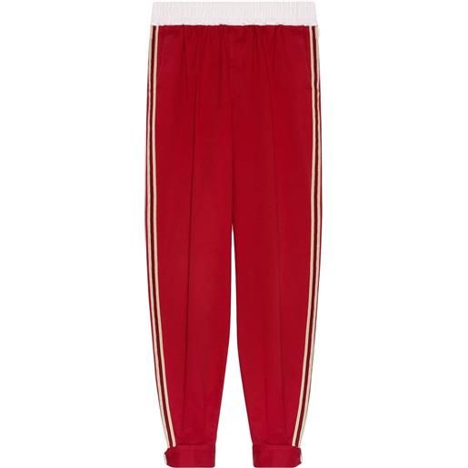 Gucci pantaloni sportivi con banda laterale - rosso