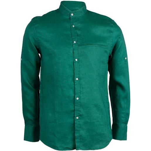 Coveri Collection camicia lino uomo taglia comoda con collo coreano