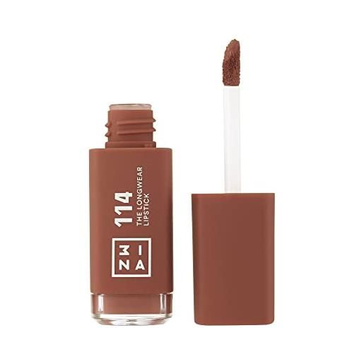 3ina makeup - trucco cruelty free - vegan - the longwear lipstick 114 - marrone chiaro - rossetto liquido mat a lunga durata - 6.5 ml