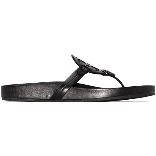 Tory Burch sandali con suola piatta miller con monogramma - nero