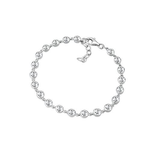 Elli premium - bracciale da donna in argento 925 rodiato, con cristallo bianco taglio rotondo