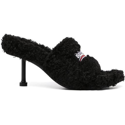 Balenciaga sandali furry - nero