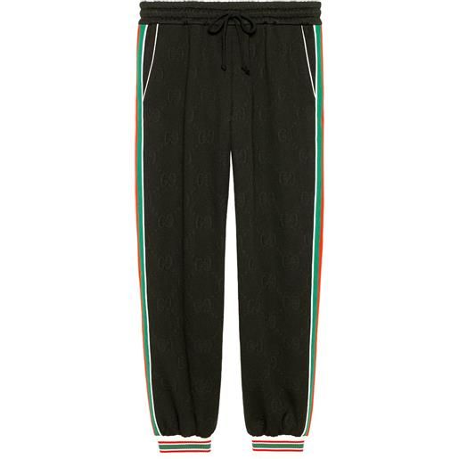 Gucci pantaloni sportivi con logo gg jacquard - nero