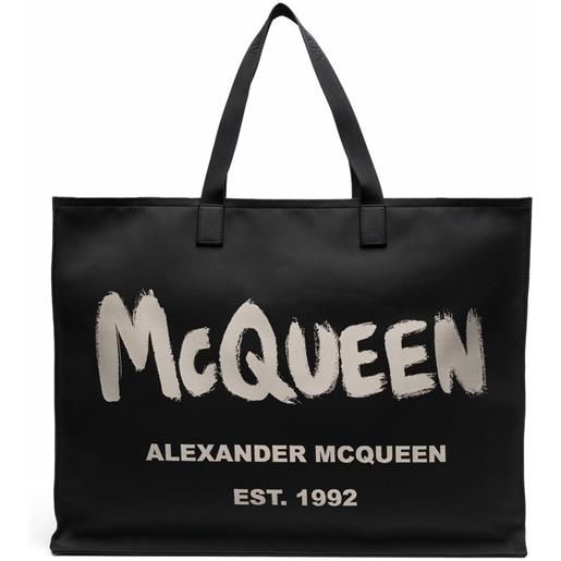 Alexander McQueen borsa tote con stampa - nero