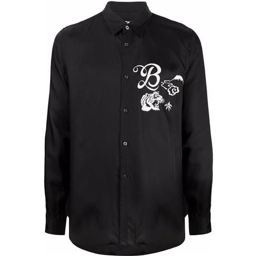 Black Comme Des Garçons camicia con ricamo - nero