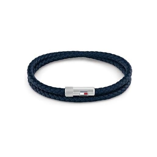 Tommy Hilfiger jewelry braccialetto da uomo in pelle blu - 2790264s