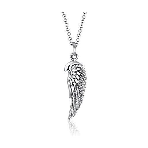 Elli paulo fanello collana da uomo con ciondolo a forma di ali in argento 925, lunghezza 55 cm
