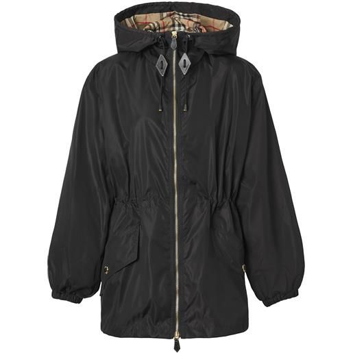 Burberry giacca leggera con cappuccio econyl® - nero