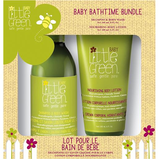LITTLE GREEN baby bathtime bundle shampoo/bagno, nutriente corpo neonati kit