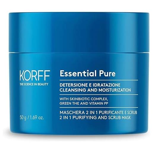 Korff essence maschera 2 in 1 purificante e scrub, elimina le impurità, per pelle normali e miste, 50ml