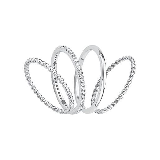 s.Oliver anello da donna in argento 925, con zirconi sintetici, argento, fornito in confezione regalo, 2015039