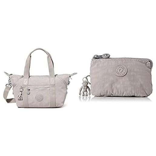 Kipling art mini, borse a secchiello donna, grigio, taglia unica+pouches/cases donna, grigio, 4x14.5x9.5 cm