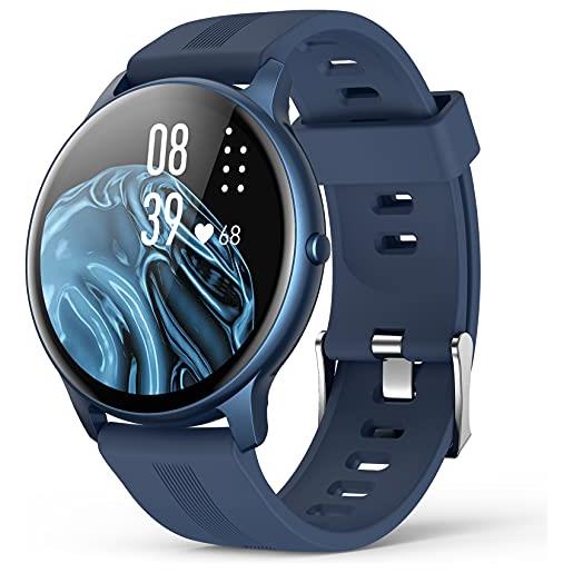 AGPTEK smartwatch uomo fitness impermeabile ip68 sport, cardiofrequenzimetro da polso uomo con touchscreen 1.3, smart watch sportivi controllo musica cronometro contapassi (blu)