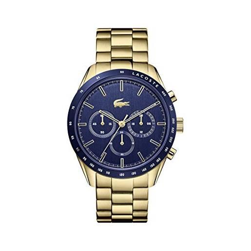 Lacoste orologio con cronografo al quarzo da uomo con cinturino in acciaio inossidabile dorato - 2011096