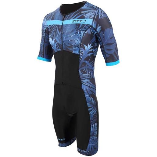 Zone3 activate+ tropical palm short sleeve trisuit blu xs uomo