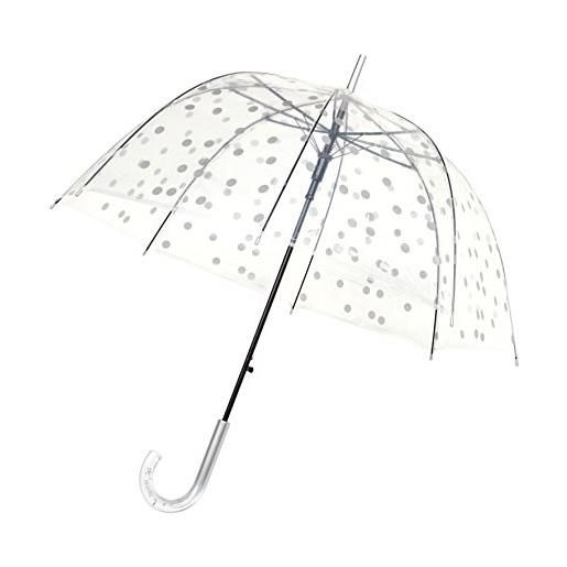 SMATI ombrello lungo trasparente da donna - design pois colorati - apertura automatica(argento)