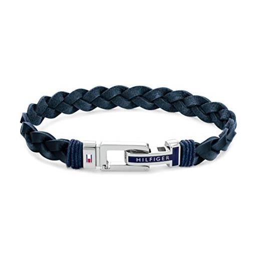 Tommy Hilfiger jewelry braccialetto da uomo in pelle blu - 2790308