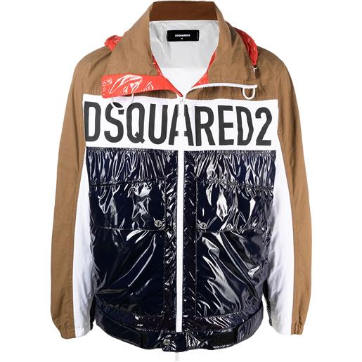 Dsquared2 giacca a vento color-block - marrone