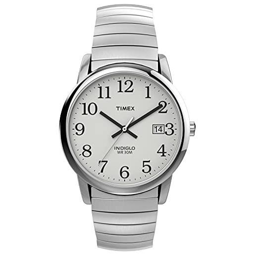 Timex classic t2h451 orologio analogico da polso da uomo, acciaio inox, argento