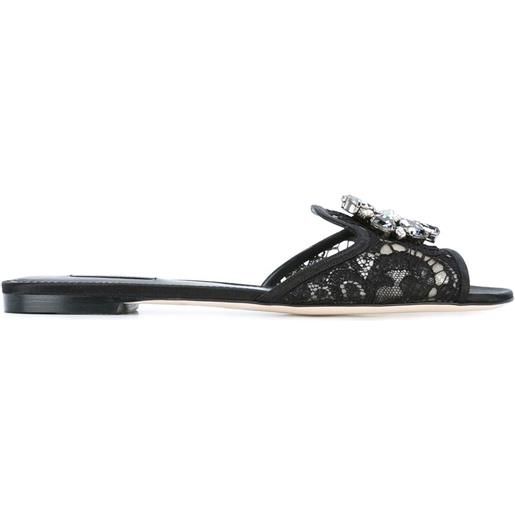 Dolce & Gabbana sandali piatti decorati con pizzo - nero