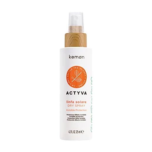 Kemon - actyva linfa solare dry spray, secco protettivo per capelli, con aloe vera, filtro uv - 125 ml