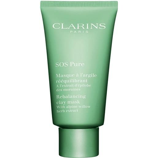 Clarins sos pure masque à l'argile rééquilibrant 75 ml purificante idratante illuminante maschera