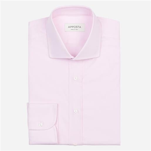 Apposta camicia tinta unita rosa 100% puro cotone pinpoint, collo stile collo francese aggiornato a punte corte