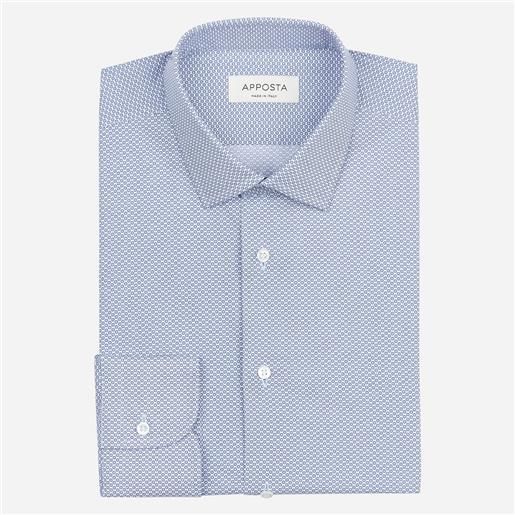 Apposta camicia disegni a pois azzurro 100% puro cotone popeline, collo stile collo italiano aggiornato a punte corte