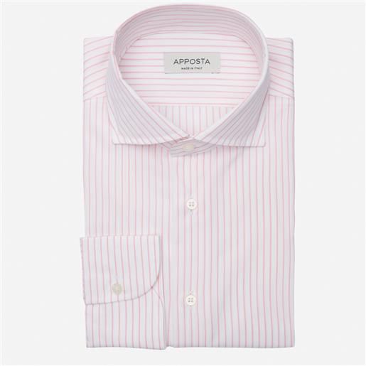Apposta camicia righe rosa 100% puro cotone tela doppio ritorto, collo stile collo semifrancese