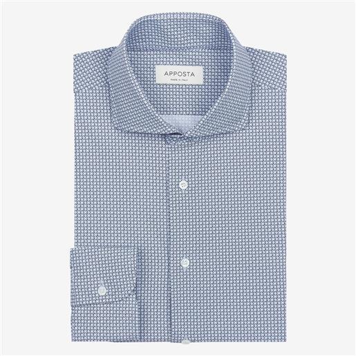 Apposta camicia disegni azzurro lycra popeline doppio ritorto sensitive, collo stile collo francese basso