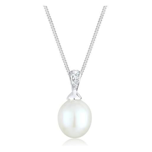 DIAMORE elli diamonds collana donne con perle d'acqua dolce e diamante (0,04 ct. ) in argento sterling 925