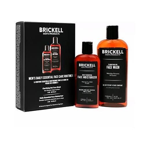 Brickell Men's Products brickell daily essential face care routine i, gel detergente viso e viso idratante lozione, naturale e biologico, senza profumo