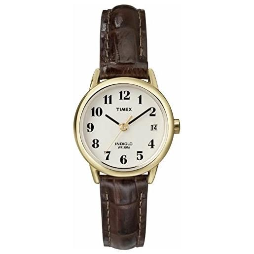 Timex orologio da donna Timex easy reader, 25 mm, marrone e oro, t20071