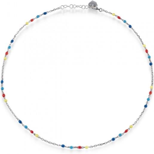 Chantecler collana capriness 42 cm in argento e smalto giallo, rosso, azzurro e blu