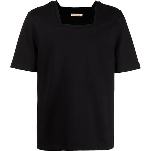 ROMEO HUNTE t-shirt con scollo quadrato terry - nero