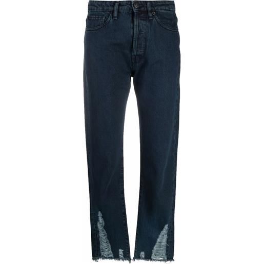 3x1 jeans con effetto vissuto crop - blu