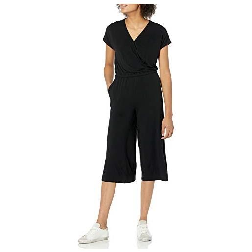 Amazon Essentials tuta jumpsuit con fondo ampio sopra la caviglia incrociata a maniche corte donna, bordeaux, xs
