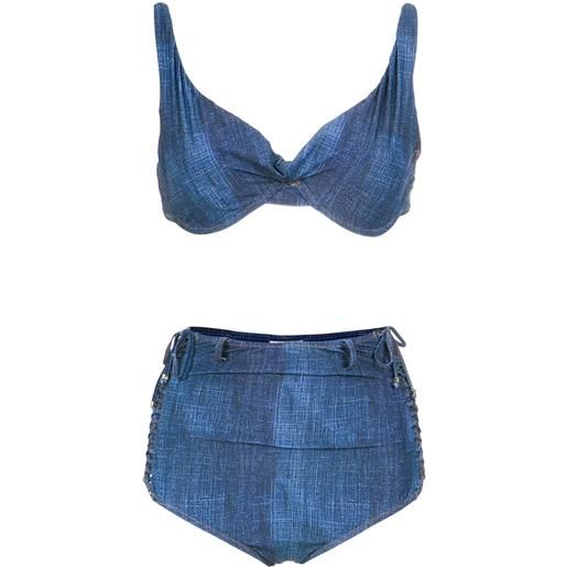 Amir Slama high waist denim bikini set - blu