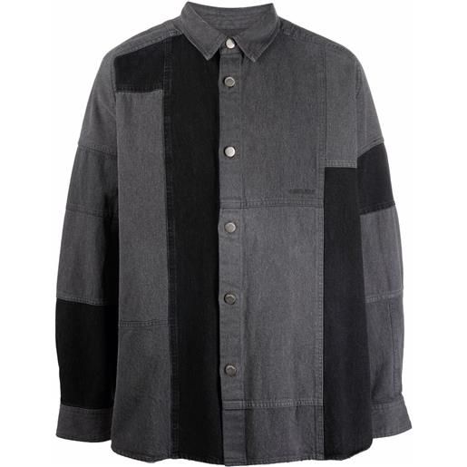 AMBUSH camicia denim con design patchwork - nero